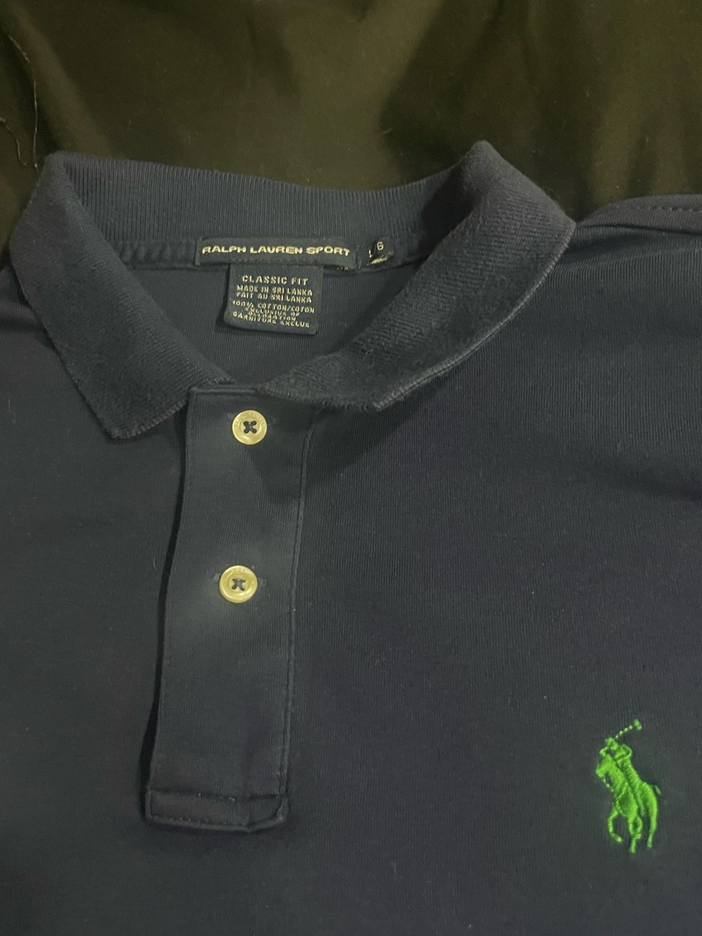 90’s Ralph Lauren Navy Polo with Bright Green Pony